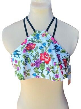 Gianni Bini high-neck flounce bikini top NWT Size Small